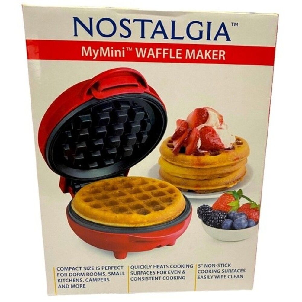 Nostalgia Electric Waffle Maker, Red